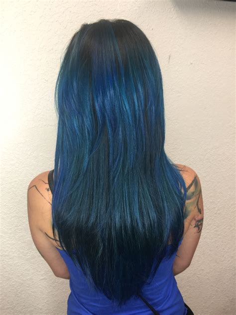Electric blue | Long hair styles, Hair cuts, Hair