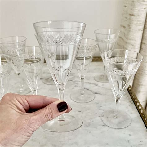 Set Of 8 Edwardian Cut Crystal Wine Glasses in Antique Wine Glasses ...