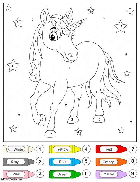 Gorgeous Unicorn Color By Number coloring page