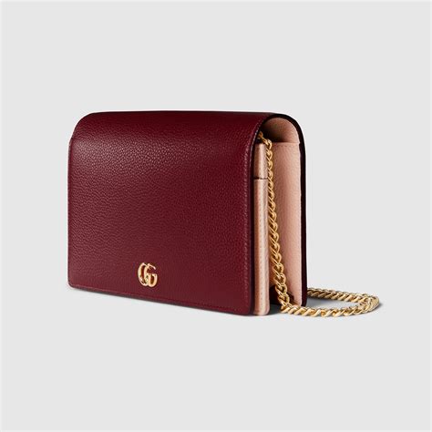 Portafoglio GG Marmont con catena in pelle Rosso Ancora e rosa | GUCCI® CH