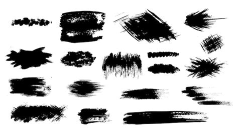 Set of text boxes with strokes brush texture banners curved and ...