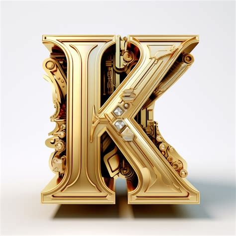 View of golden 3d letter k with luxurious gold design | AI-generated image