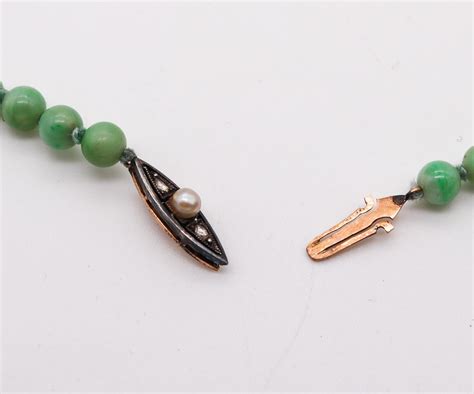 Art Deco 1930 Graduated Beads Necklace with Nephrite Jadeite Jade and ...