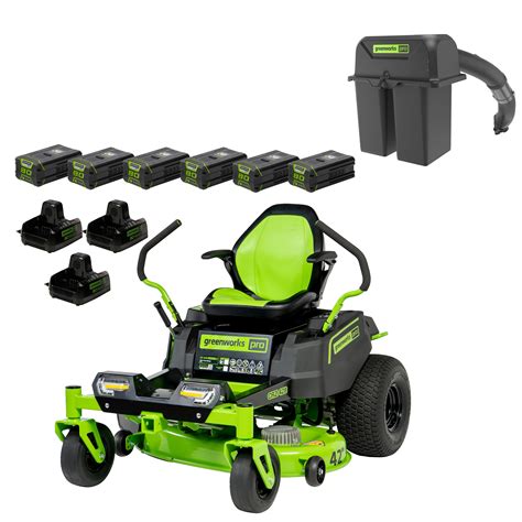 Shop Greenworks Pro Crossover Zero Turn 42-in Lithium Ion Electric Riding Lawn Mower and Bagger ...