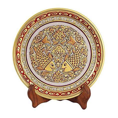Buy Handicrafts Paradise Marble Plate with Fishes Painted with an ...
