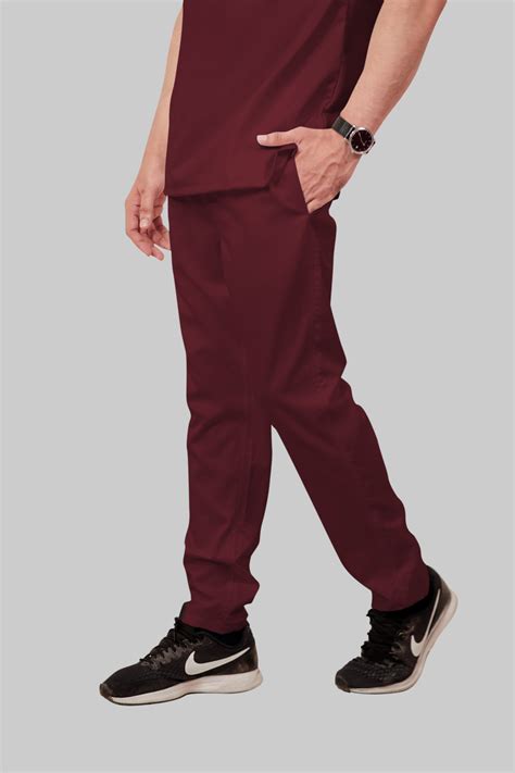 Stretchable (2Way) Male Maroon Mandarin Neck With Straight Pant Scrub ...