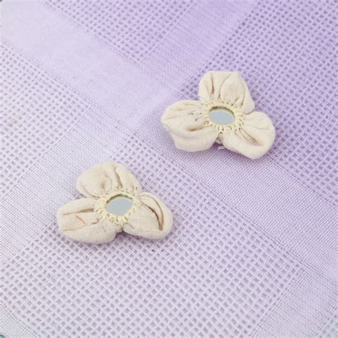 Shop white mirror ear stud textile jewelry online at bebaakstudio.com ...