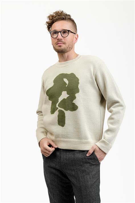 PINE sweater, off-white - olive | Alpa
