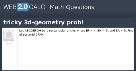 View question - tricky 3d-geometry prob!