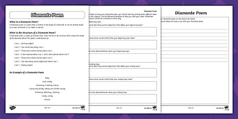 Writing Diamante Poems for 6th-8th Grade