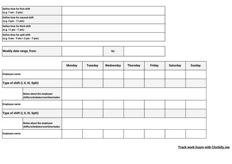 Employee Schedule Template - Free Work Schedule [PDF, Excel]