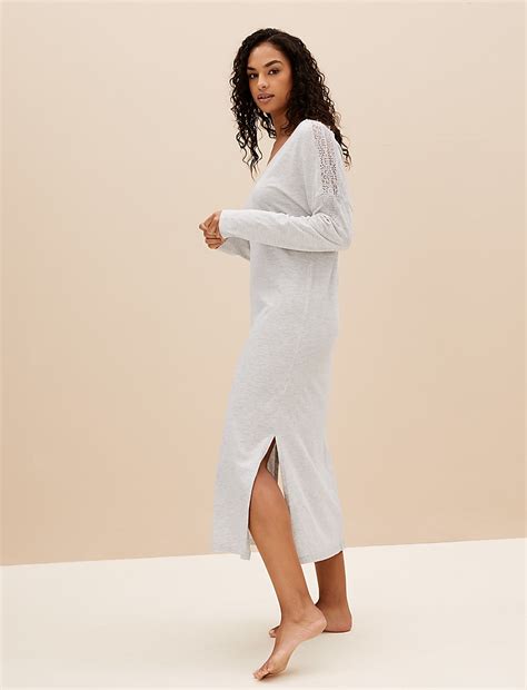 Buy Cool Comfort™ Cotton Modal Long Sleeve Nightdress at Marks & Spencer