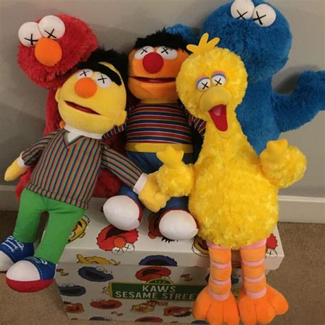 Buy Kaws X Uniqlo X sesame street Cookie monsterErnieElmoBirdBert Plush ...