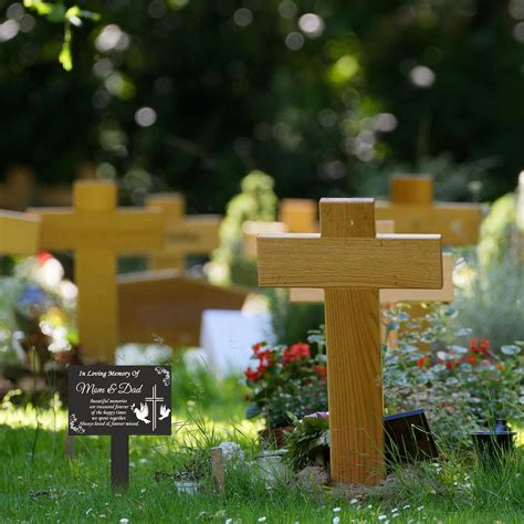 Buy Cross Grave Markers Memorial Remembrance Plaque Stake Waterproof ...