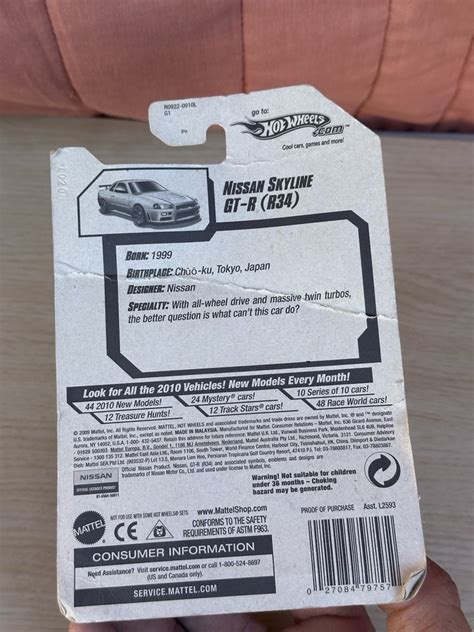 Hot Wheels Nissan Skyline GTR R34 2010 07/44 Brand New W Wear On ...