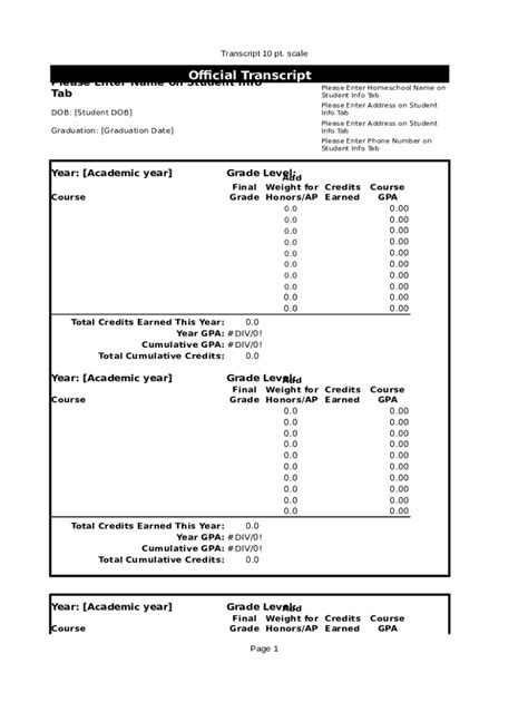 Fillable Online Transcript 10 pt Fax Email Print - pdfFiller