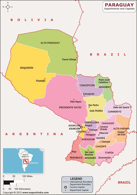 Paraguay Counties and Capitals List and Map | List of Counties and ...