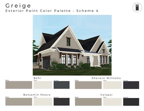 Greige Gray Exterior Paint Palettes | Greige House Exterior Paint Colo ...