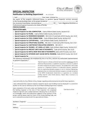 Miami Dade Special Inspector 2016-2026 Form - Fill Out and Sign ...