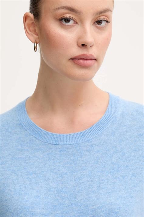 United Colors of Benetton sweter wełniany damski kolor niebieski lekki ...