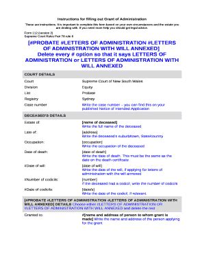 Instructions for filling out Grant of Administration Doc Template ...
