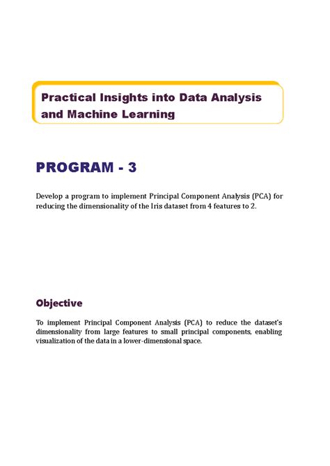 Program 3: PCA Implementation for Dimensionality Reduction of Iris ...