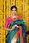 Buy Rajsi~ Handloom Pure Silk Muniya Border Saree with Handcrafted ...