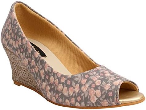Buy Kraft Cellar Grey Floral Casual peep-Toe Wedge for Women at Amazon.in