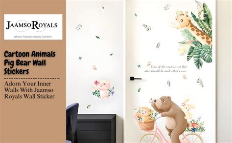 JAAMSO ROYALS Cartoon Animals Pig Bear Wall Stickers for Kids, Wall ...