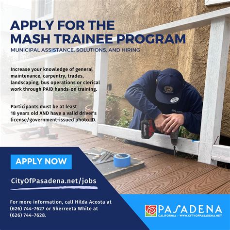City of Pasadena on Twitter: "We're now accepting applications for the MASH Trainee Program ...