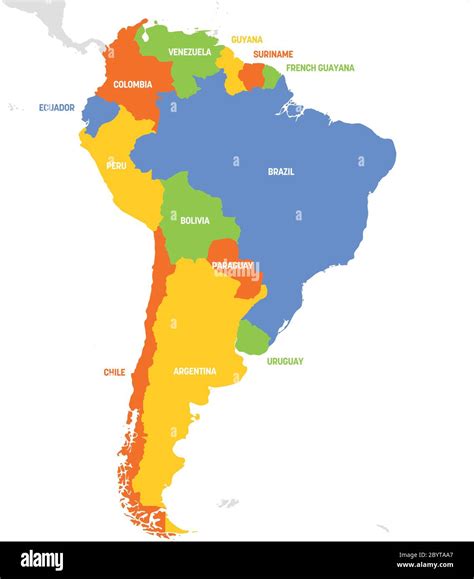 South America Region. Map of countries in southern America. Vector ...