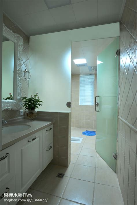 美式卫生间墙面瓷砖装修效果图 – 设计本装修效果图
