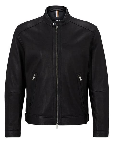 Boss Mens Monty Leather Jacket Black