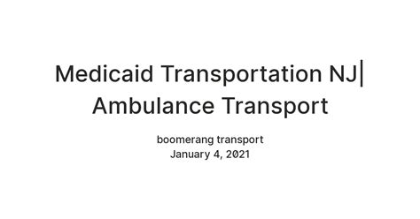Medicaid Transportation NJ| Ambulance Transport — Teletype