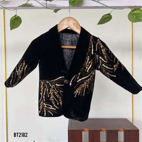 BT2182 Golden Luxe Velvet Party Wear Blazer for Little Gentlemen 🖤 ...