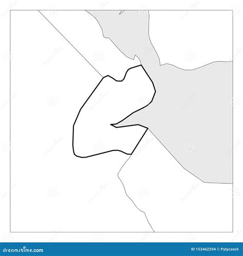 Map of Djibouti Black Thick Outline Highlighted with Neighbor Countries ...