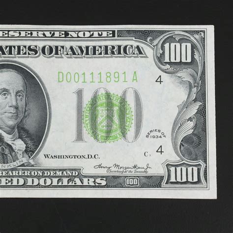 Uncirculated 1934 $100 Dollar Federal Reserve Note | Everything But The ...