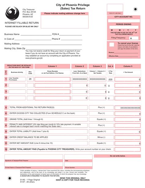 Phoenix Az Sales Tax Form ≡ Fill Out Printable PDF Forms