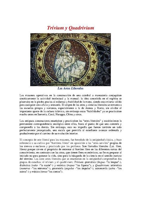 Estudio sobre las Artes Liberales: Trivium y Quadrivium (MASON 101 ...