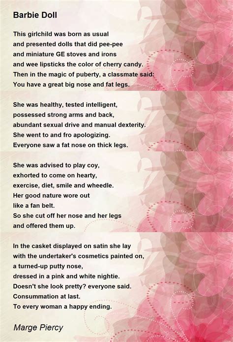 Barbie Doll Poem by Marge Piercy - Poem Hunter