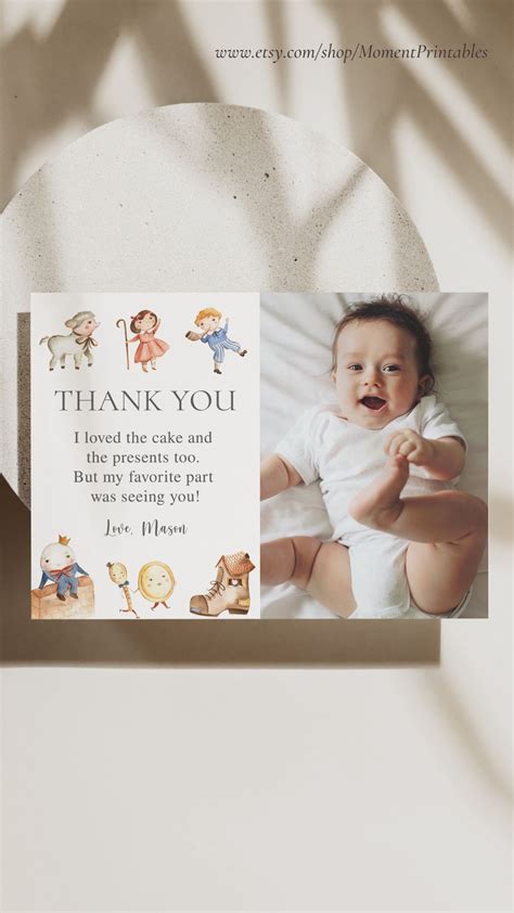 Nursery Rhyme 1st Birthday Thank You Card | Birthday thank you cards ...