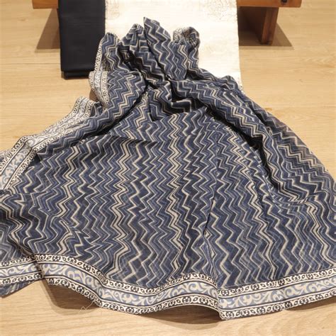 Cream Color Cotton Salwar Material and Pant Material with Chiffon Dupa ...