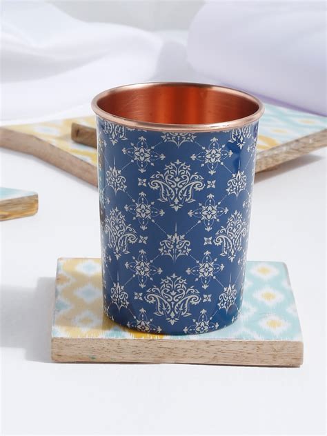 Buy EK BY EKTA KAPOOR Blue Enamel Print Copper Glass 300 Ml - Cups And Mugs for Unisex 17425042 ...