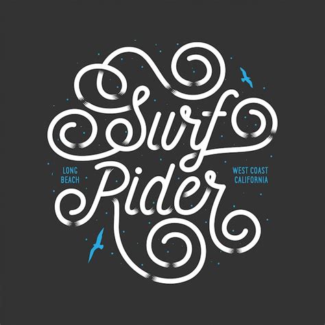 Surf Rider Schriftzug Plakat | Premium Vektor
