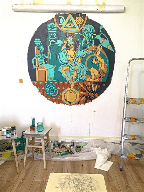 Wall painting "Dance of Ishtar" on Behance
