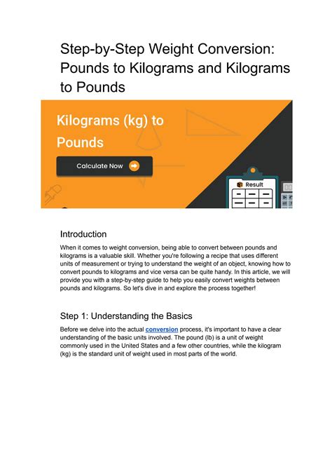 Weight Conversion: Pounds to Kilograms and Kilograms to Pounds by ...