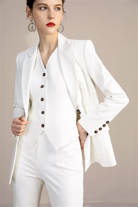 Women's Three Piece Pant Suit | White Pant Suits Online | Elegant ...