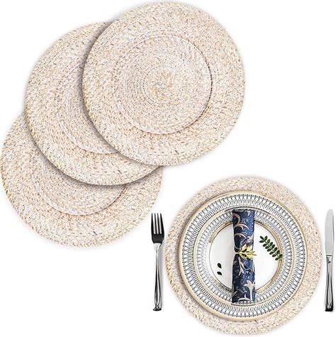 Amazon.com | Nicunom 4 Pack Premium Rattan Charger Plates, 13 Inch ...