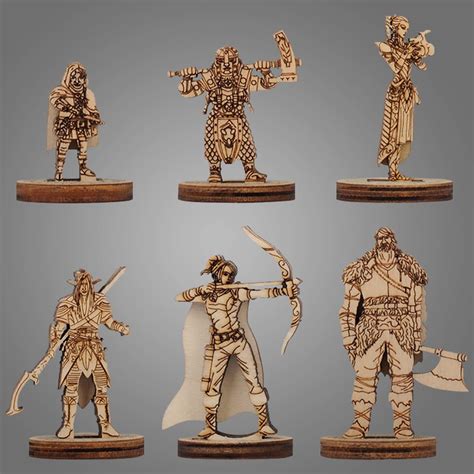D&D Fantasy Miniatures 2.5D Wood Laser Cut Figures 28mm Scale 6PCS ...