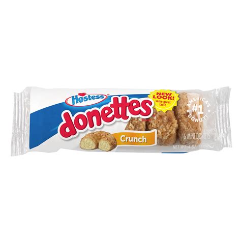 Hostess Crunch Donettes Donuts, Single Serve, 6 Count, 4 oz - Walmart.com